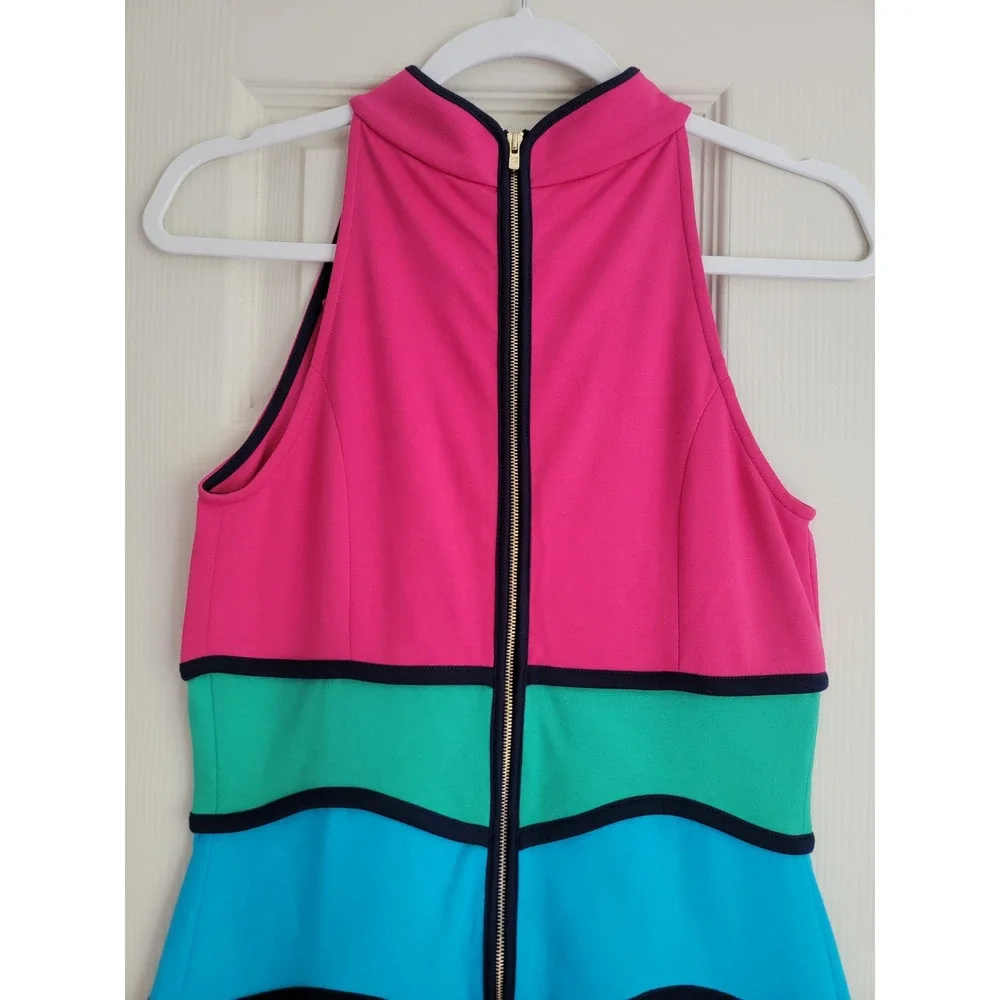 Lilly Pulitzer Colorblock Collared‎ Halter Neck Tiered Shift Marci Dress Small